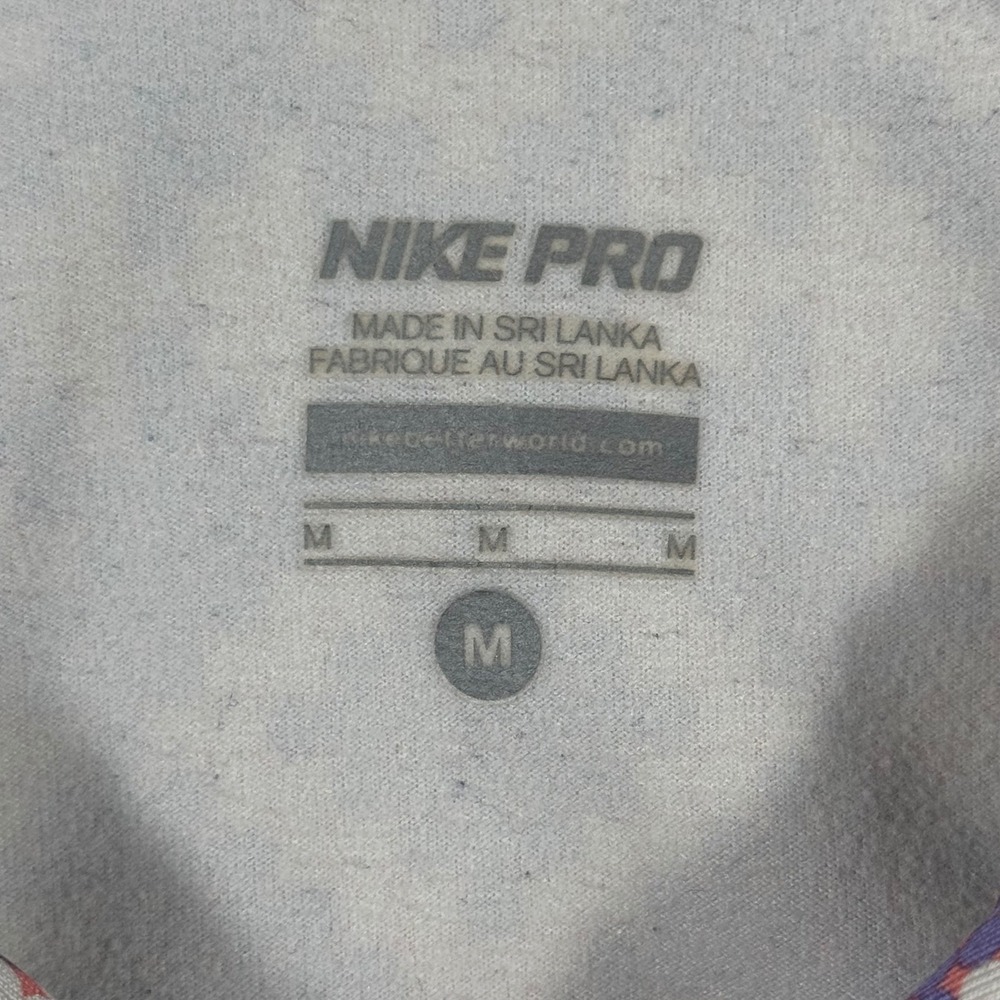 Nike Pro Women Half Zip Training Top Purple Pink Geometric Pixel Long Sleeve M - Picture 4 of 8